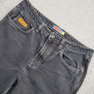 Empyre Relax Fit Denim Cargo Pants Mens Size 34‎ x 29 Black White Stitch